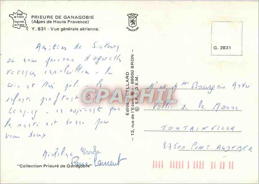 CPM Prieure de Ganagobie Alpes de Haute Provence Vue generale aerienne  — Rückseite