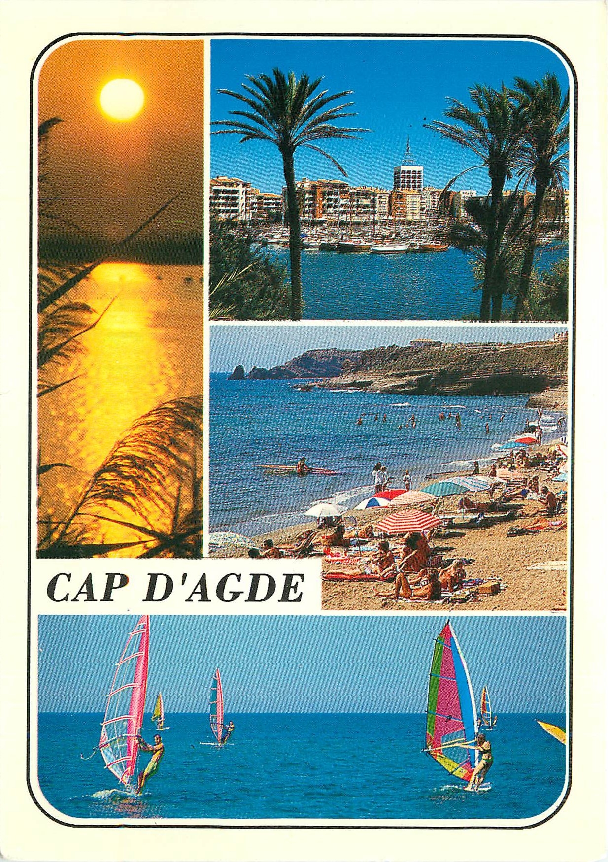 CPM Cap d'Agde Herault Le port de plaissance La plage vers les falaises 