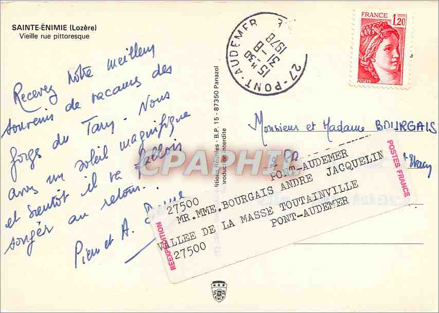 CPM Sainte Enimie Lozere Vieille rue pittoresque  — Rückseite