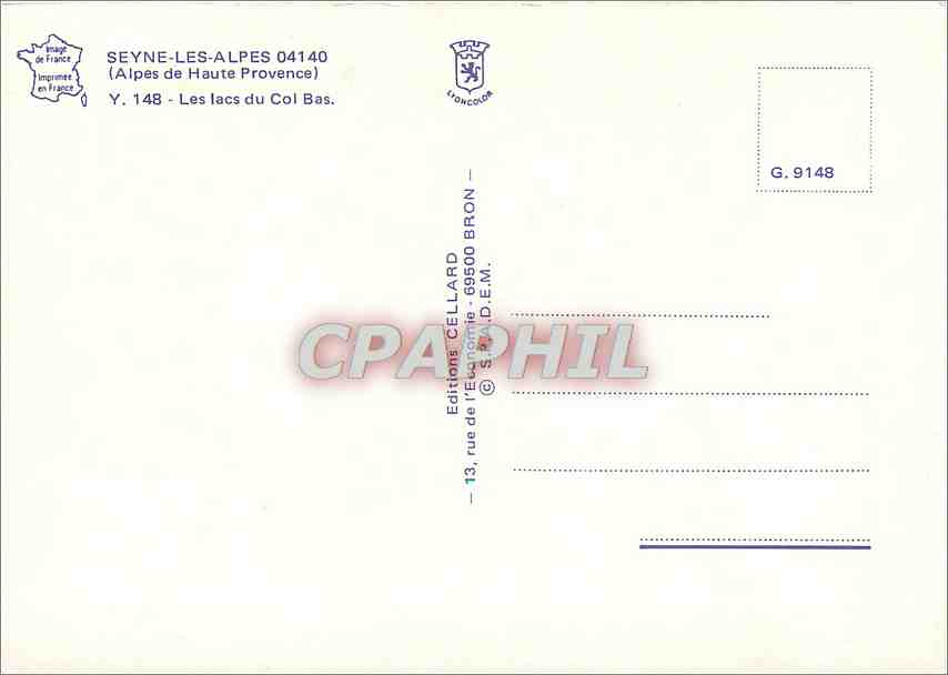 CPM Seyne les Alpes Alpes de Haute Provence Les lacs du Col Bas  — Verso