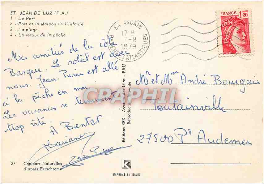 CPM St Jean de Luz PA Le Port Port et la Maison de l'Infante La Plage  — Verso