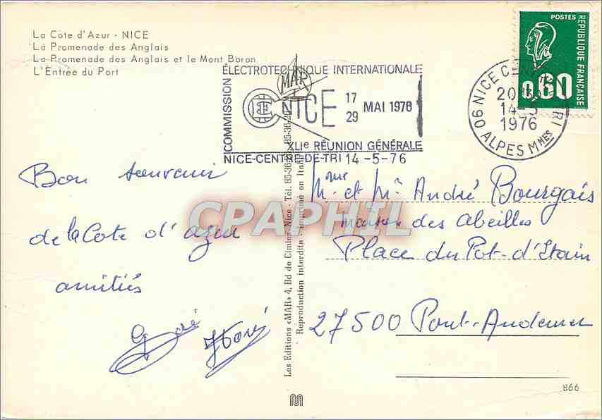 CPM La Cote d'Azur Nice La Promenade des Anglais  — Verso