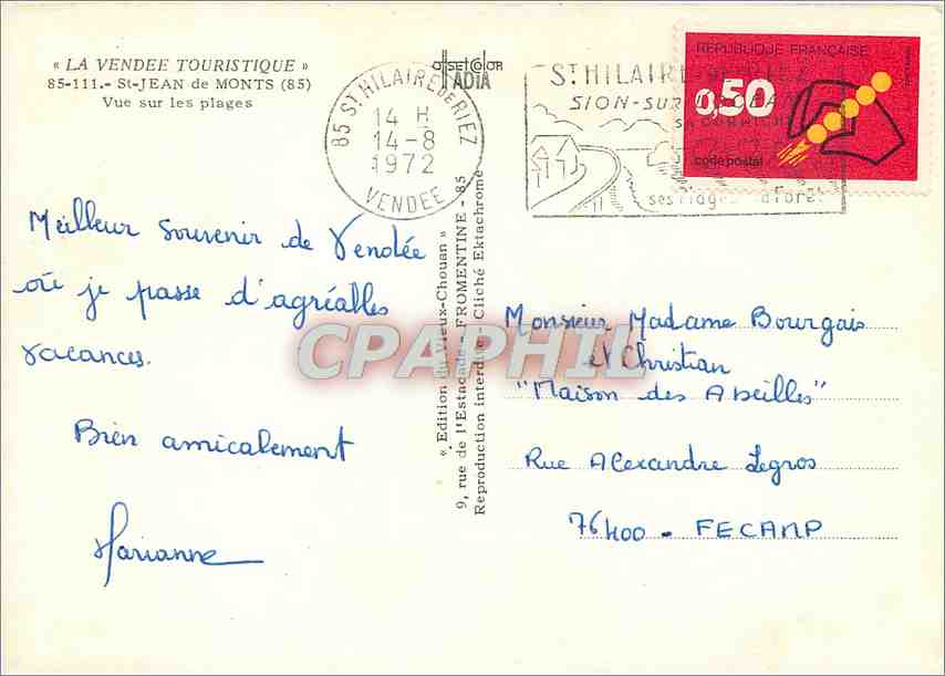 CPM St Jean de Monts Vue sur les plages  — Rückseite
