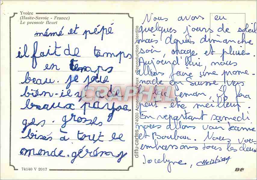 Yvoire - Le pressoir fleuri — éditeur Diffu-Cartes, n° 74140 — Back