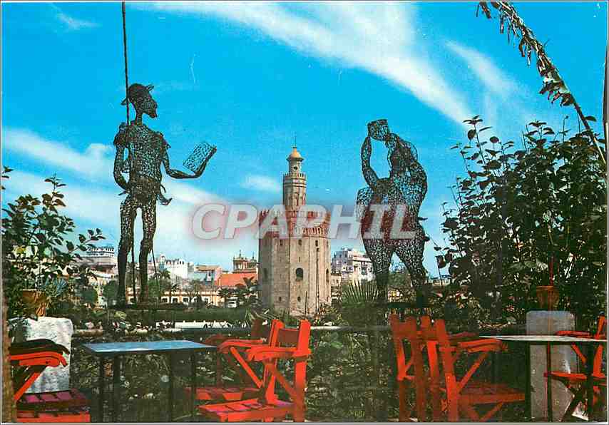 CPM Sevilla La Tour d'Or et vue partielle Cervantes Sancho Pacha