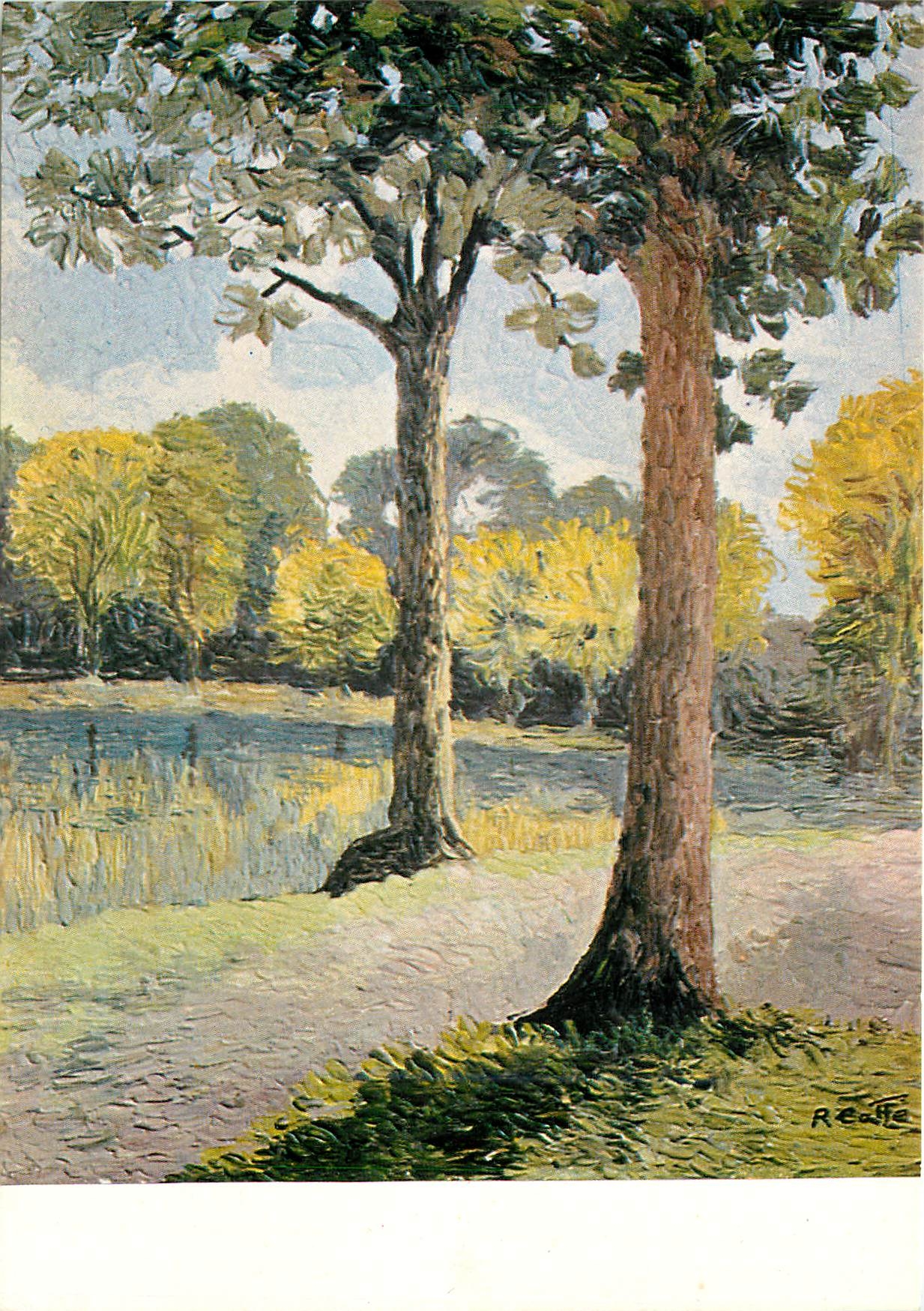 CPM Peinture de Roger Colle Etang au mois d'aout 
