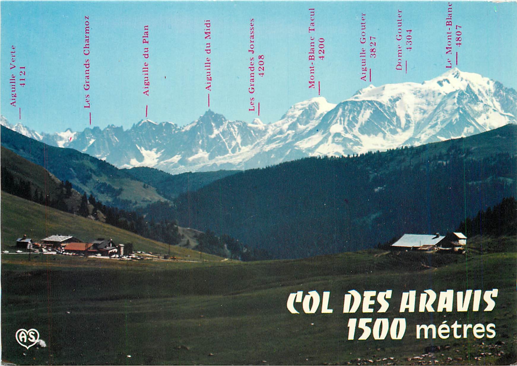 CPM Haute Savoie Le Col des Aravis Au ommet du Col panorama sur la Chaine du Mont Blanc 