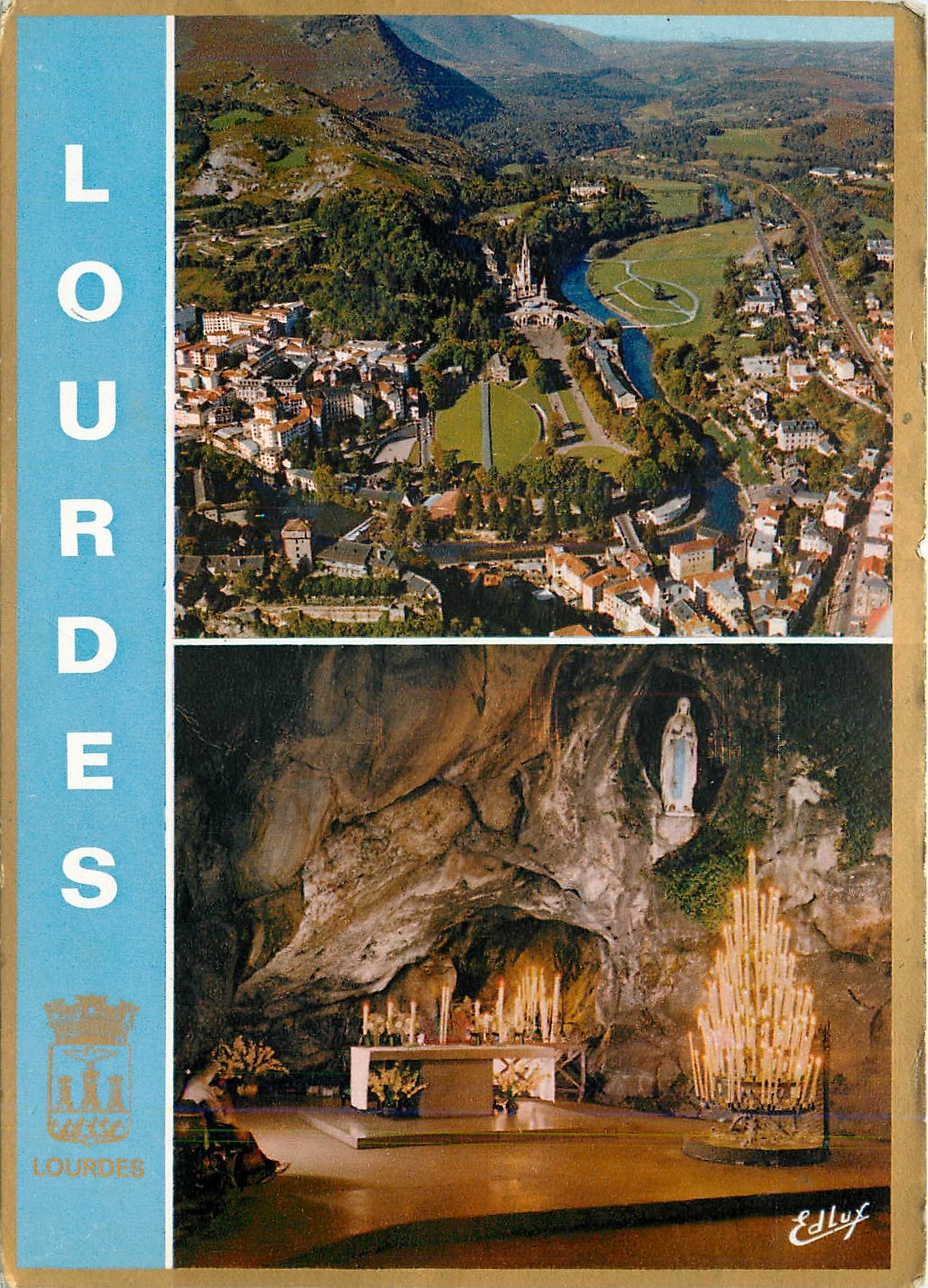 CPM Lourdes La Basilique Le Chateau Fort Vue aerienne 