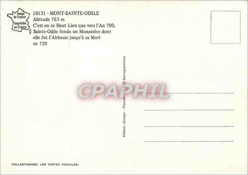 CPM Mont Sainte Odile C'est en ce Haut Lieu  — Rückseite