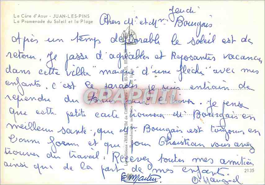 CPM La Cote d'Azur Juan les Pins La promenade du soleil et la plage — Rückseite