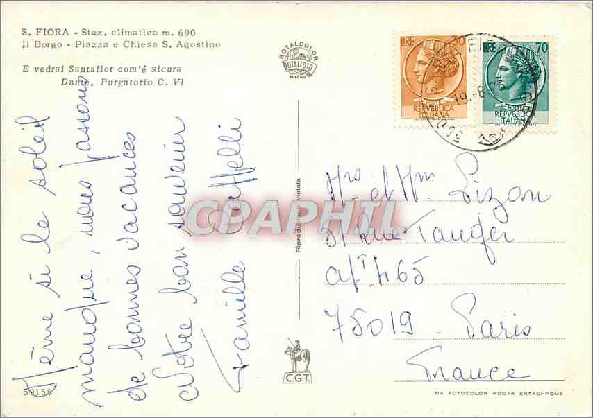 CPM S Fiora Piazza e Chiesa S Agostino  — Rückseite