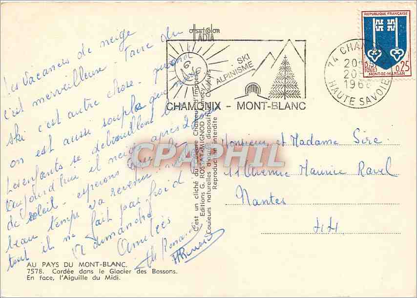 CPM Au Pays du Mont Blanc Cordee dans le Glacier des Bossons  — Verso