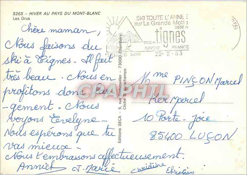 CPM Hiver au pays du Mont Blanc Les Drus  — Verso