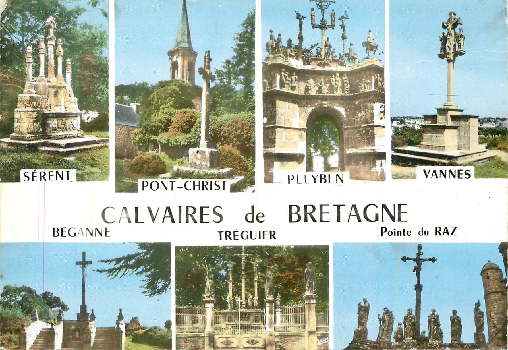 CPM Calvaires de Bretagne Serent Pont Christ Pleybin Vannes Beganne Treguier Pointe du Raz