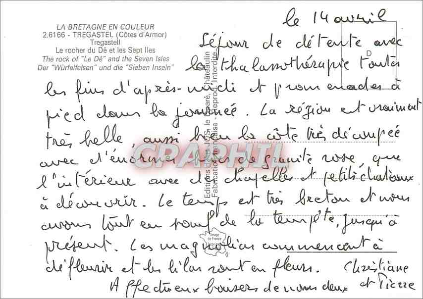 CPM Tregastel Cotes d'Armor Le Rocher du De et les Sept Iles  — Rückseite