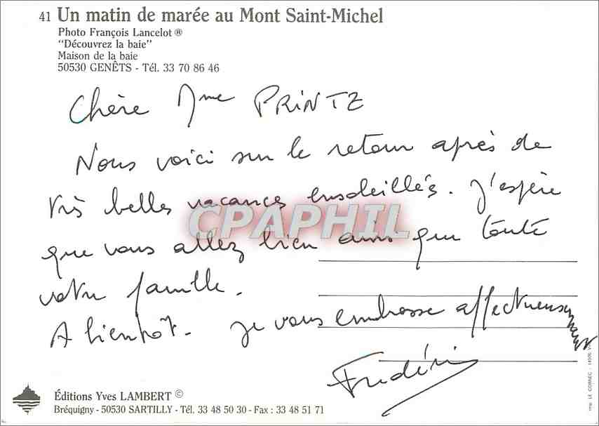 CPM Pecheur au Mont Saint Michel  — Verso