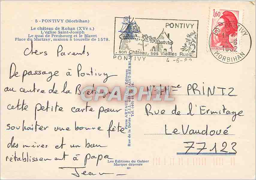 Pontivy — Château de Rohan, église Saint-Joseph, maisons anciennes — Éditions du Gabier — Rückseite