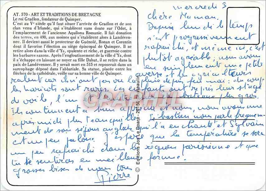 CPM Le Roi Gradlon Fondateur de Quimper  — Rückseite