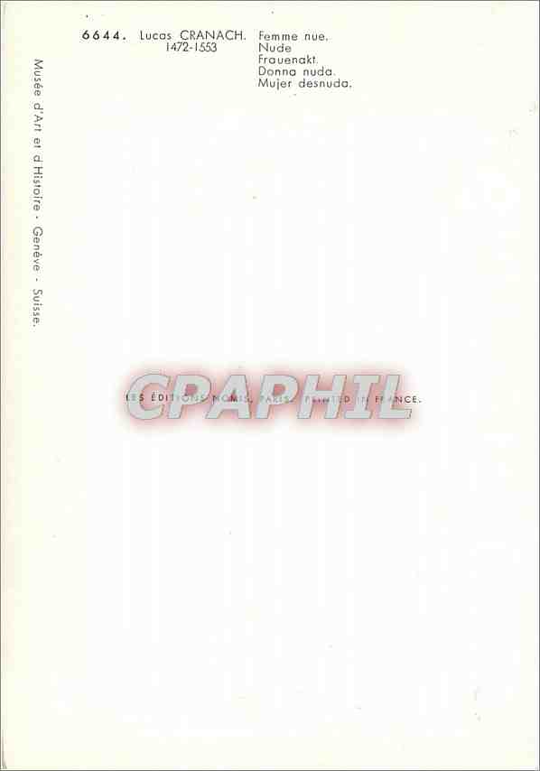 CPM Lucas Cranach Femme nue  — Back