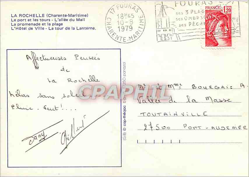 CPM La Rochelle Charente Maritime Le port et les tours  — Rückseite
