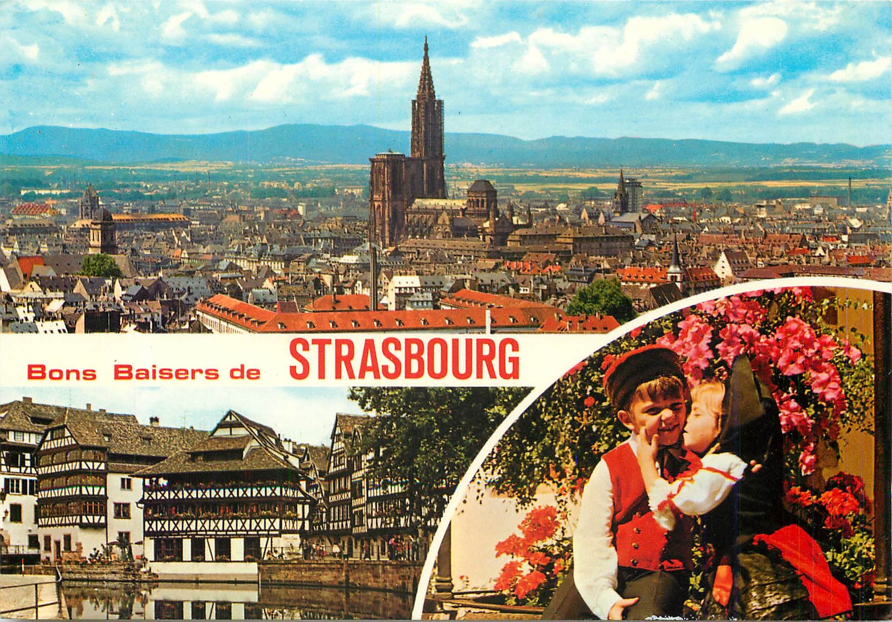 Strasbourg — vue panoramique avec enfants en costume — Éditions d'Alsace