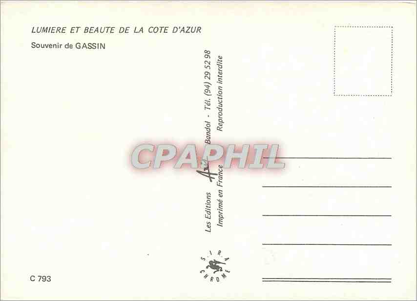 CPM Souvenir de Gassin Cote d'Azur  — Verso