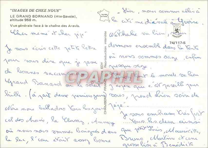 Le Grand Bornand — vue générale face à la chaîne des Aravis — Éditeur Ely — Rückseite
