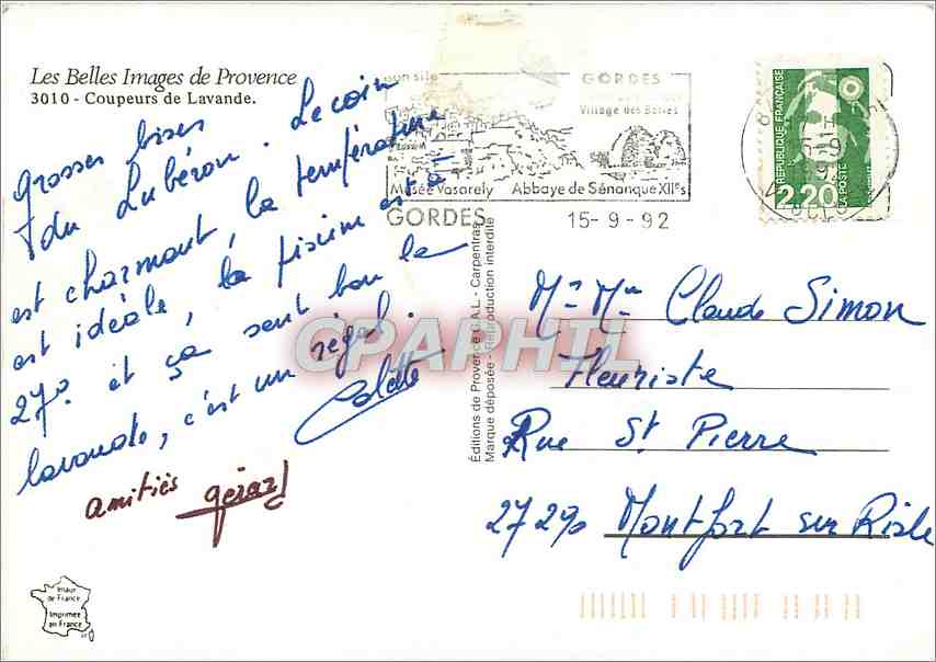 CPM Les Belles Images de Provence Coupeurs de Lavande  — Rückseite