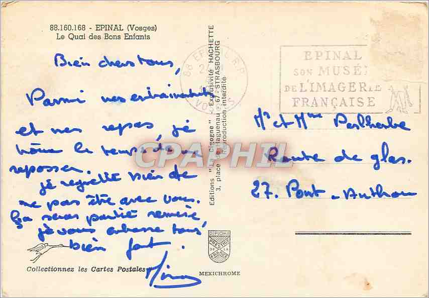CPM Epinal Vosges Le Quai des Bons Enfants  — Back