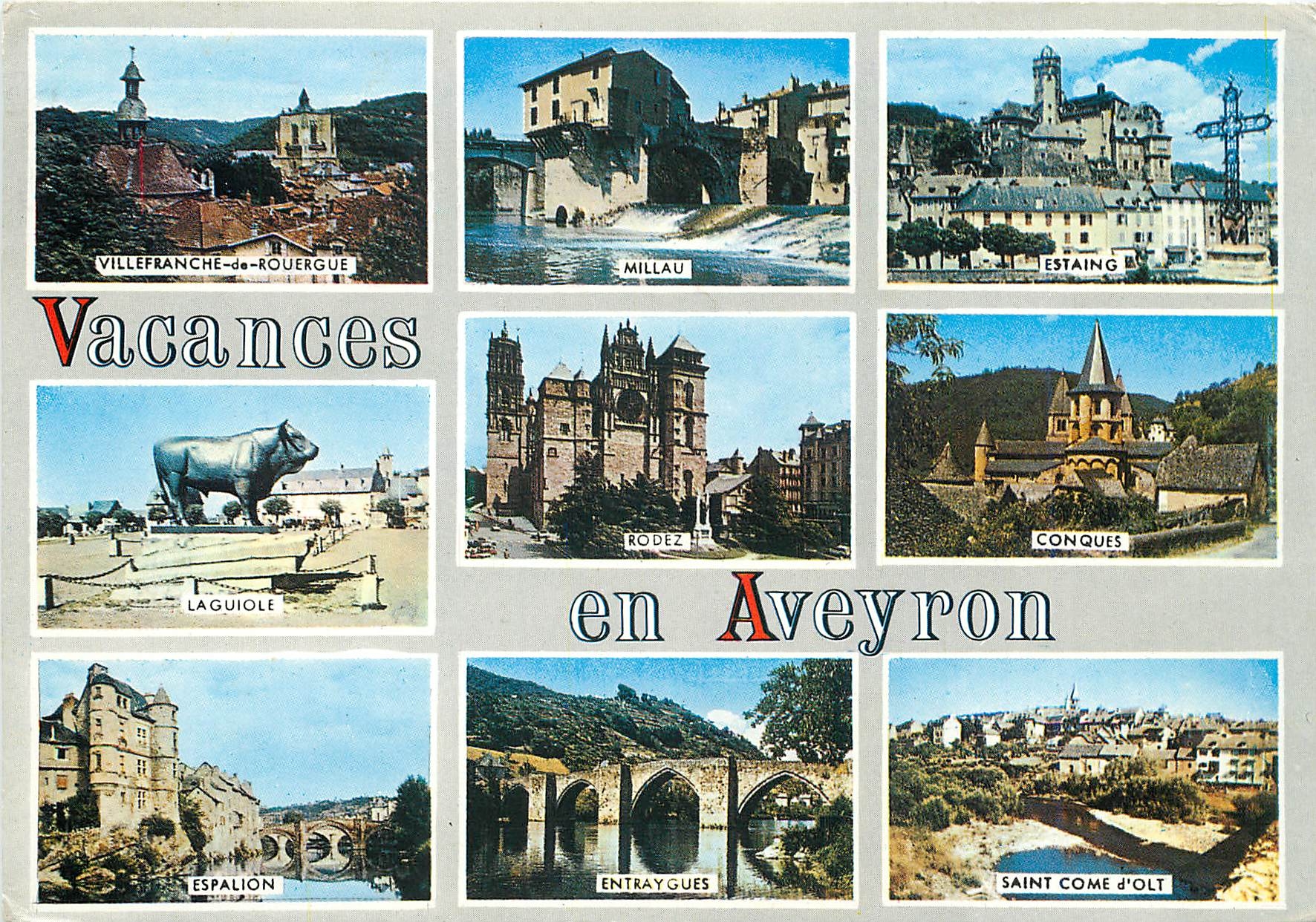 CPM Vacances en Aveyron Villefranche de Rouergue Millau Estaing