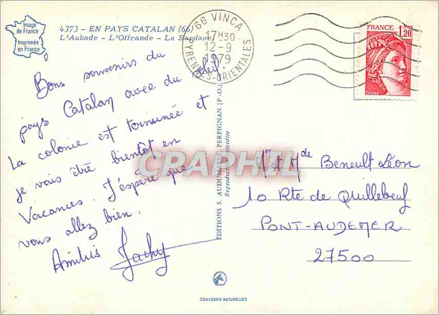 CPM En pays Catalan L'Aubade L'Offrande La Sardane  — Rückseite