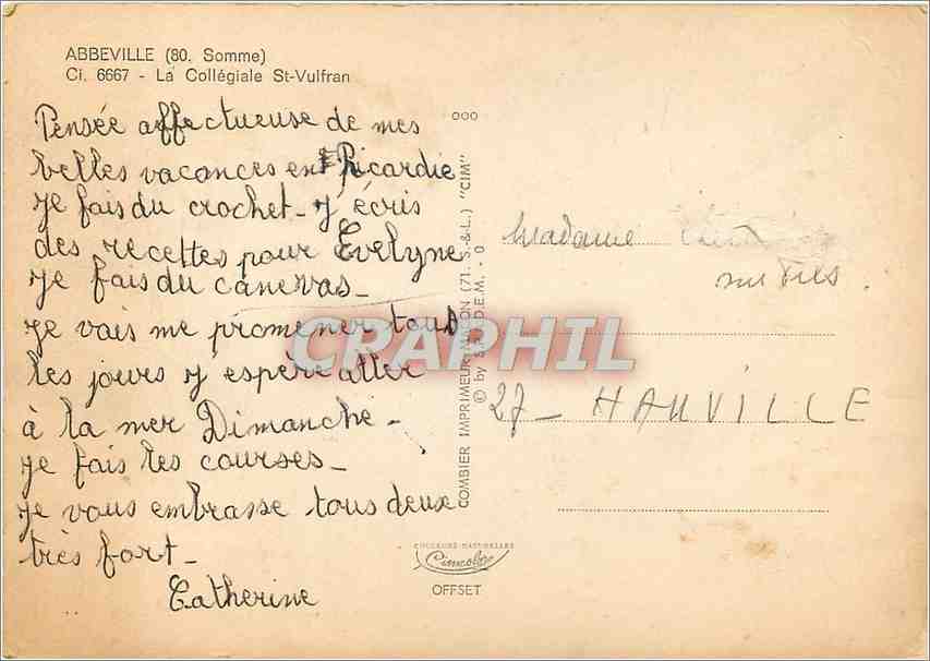 CPM Abbeville Somme La Collegiale St Vulfran  — Rückseite