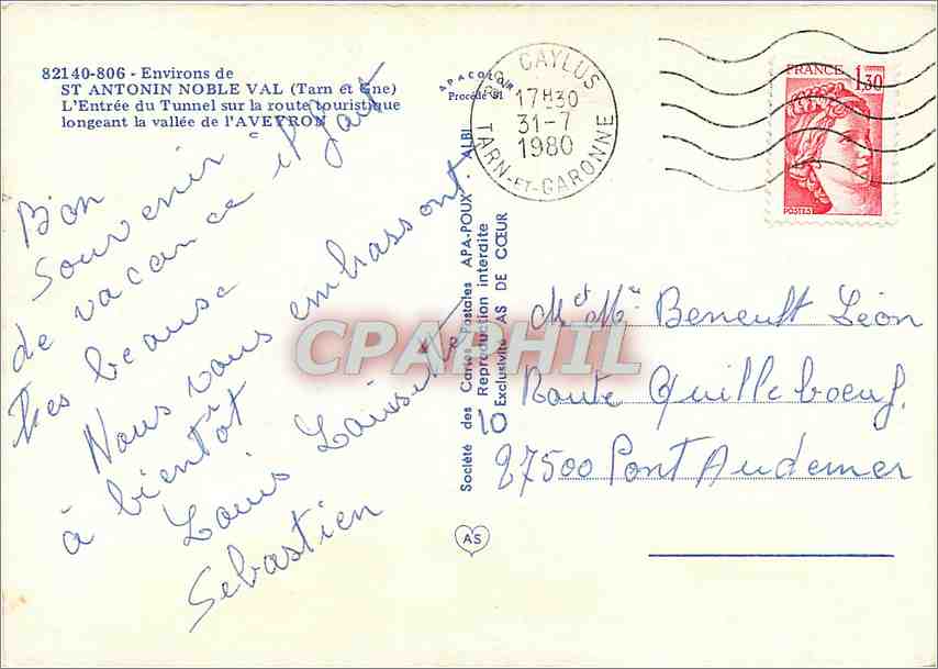 CPM Environs de St Antonin Noble Val Tarn et Gne  — Rückseite