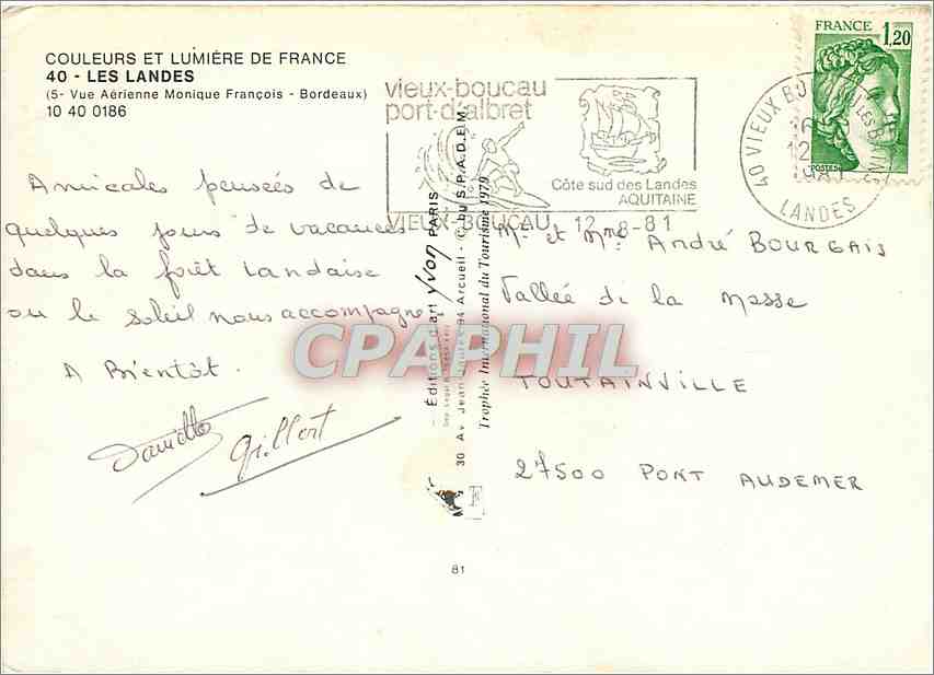 CPM Les Landes Dax Hossegor Capbreton Biscarosse Vieux Boucau  — Rückseite