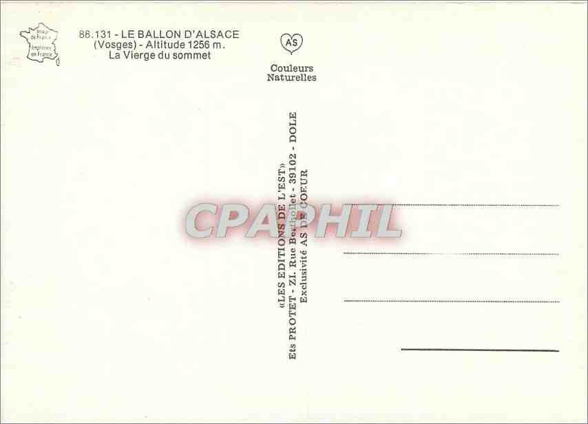 CPM Ballon d'Alsace Vosges La Vierge du sommet  — Verso