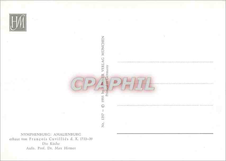 CPM Nymphenburg Amalienburg erbaut von Francois Cuvillies  — Rückseite