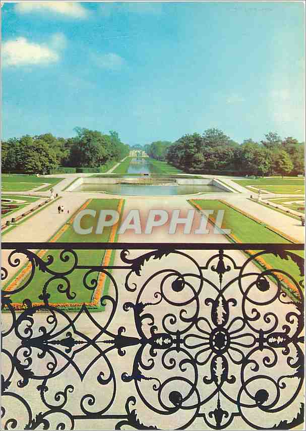 CPM Schleissheim Neues Schloss Blick von der Galerie auf den Garten 