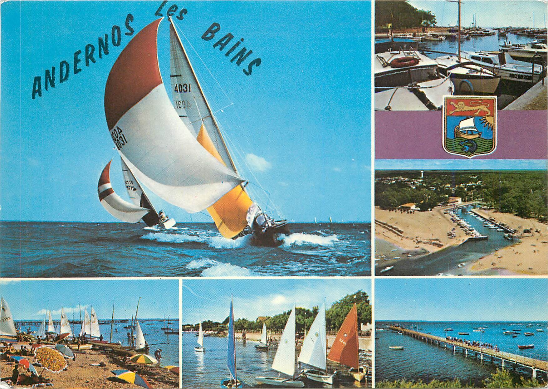 CPM Andernos les Bains Gironde Joie de la Plage et de la Voile Bateau Lion
