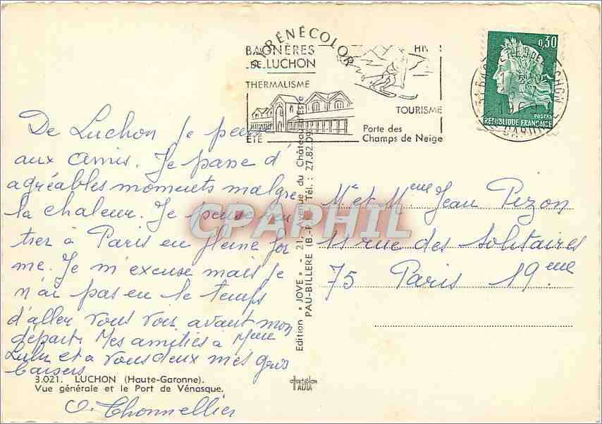 CPM Luchon Haute Garonne Vue generale et le Port de Venasque  — Back