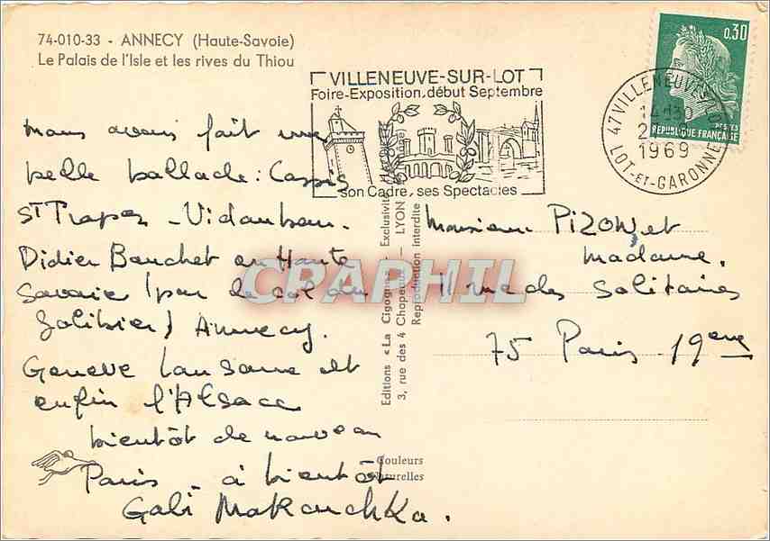 Die Storch — Annecy — Editionen « Die Storch » — Rückseite