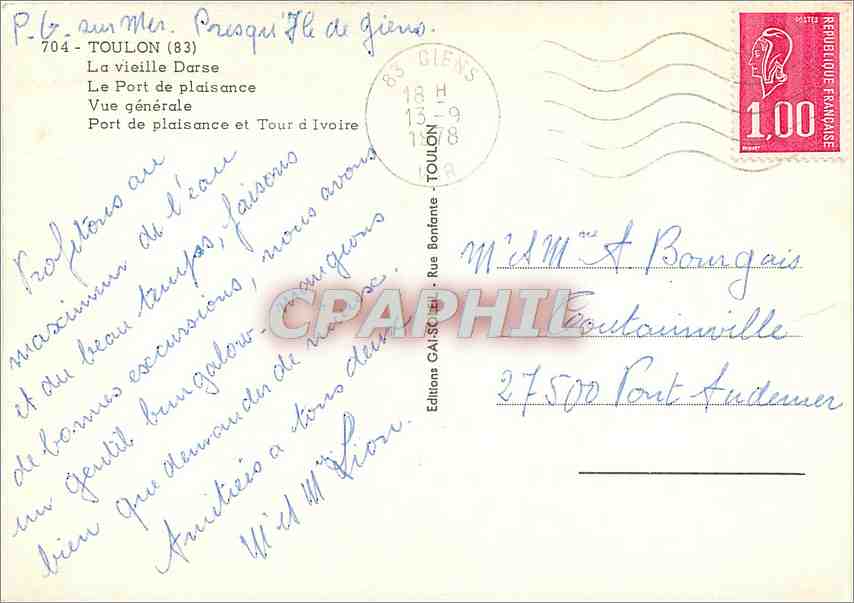 CPM Toulon La iville Darse Le Port de plaisance Vue generale  — Rückseite