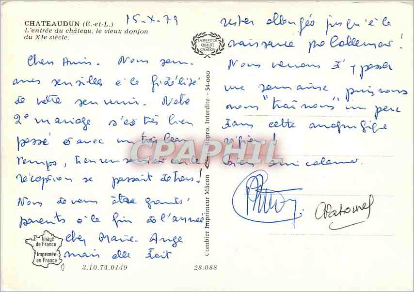 CPM Chateaudun E et L L'entree du chateau le vieux donjon du XIe siecle  — Rückseite