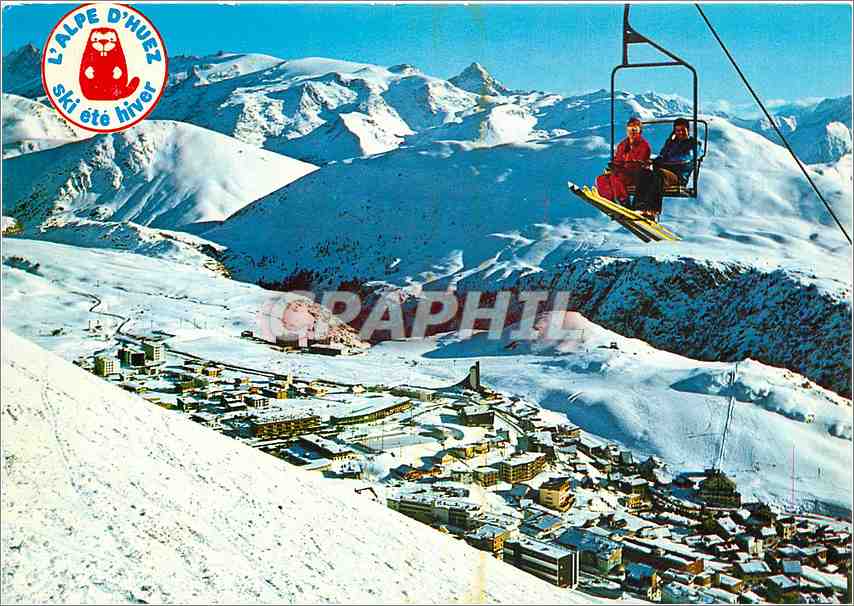 L'Alpe d'Huez — vue aérienne avec télésiège — éditeur Graphiphil, n° 38 H 73
