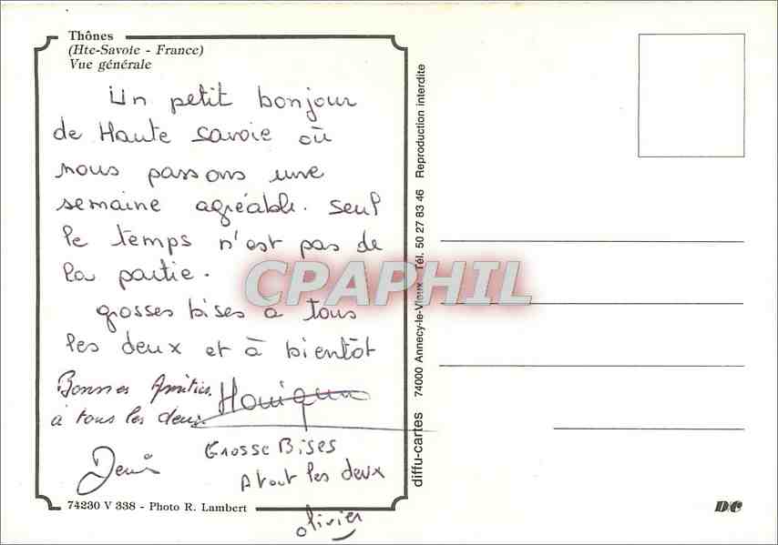 CPM Thones Hte Savoie France Vue generale  — Rückseite