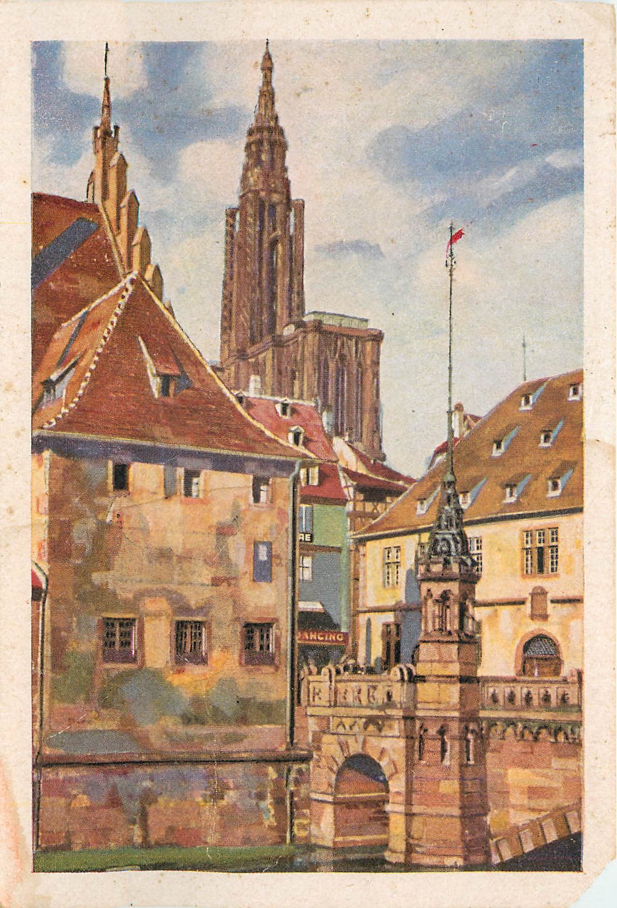 CPM Strasbourg Pont du Corbeu et la Cathedrale 