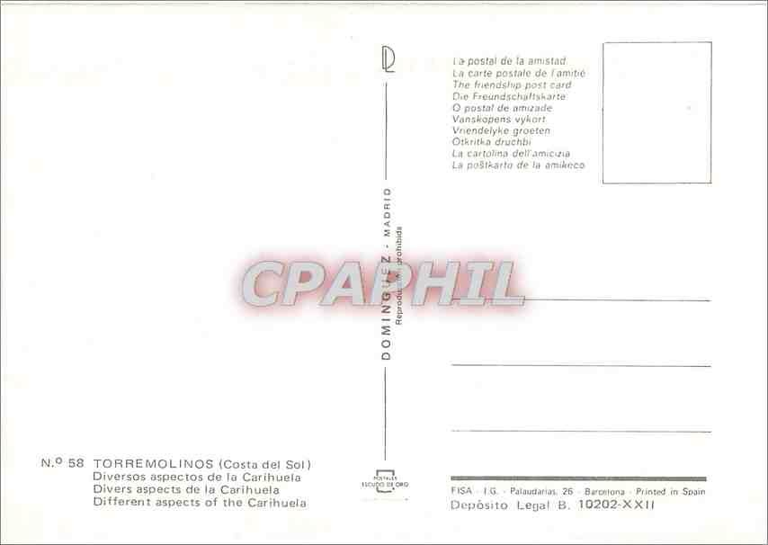 CPM Torremolinos Costa del Sol Divers aspects de la Carihuela  — Rückseite