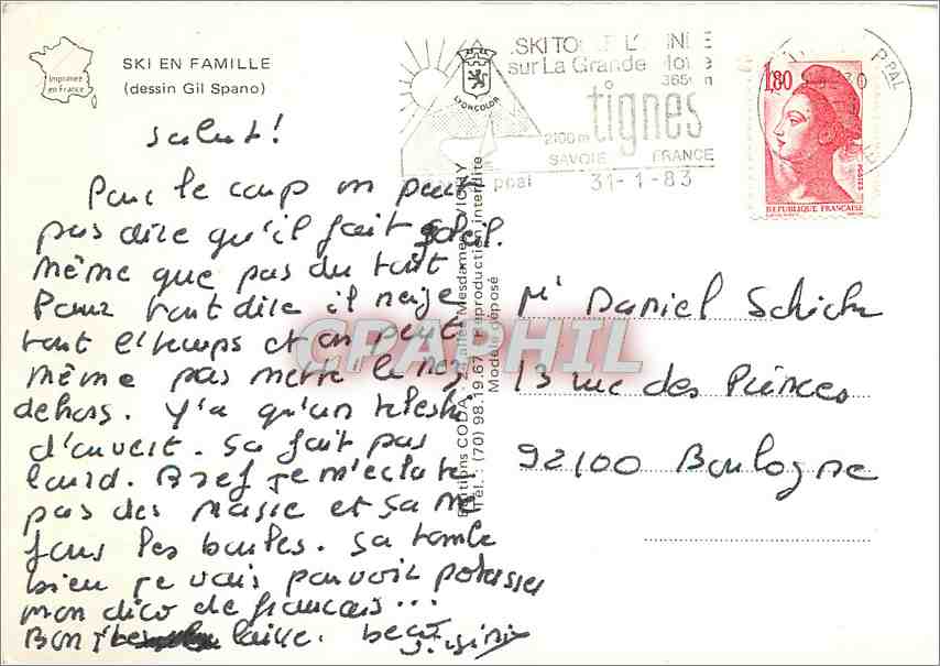 CPM Ski en Familie dessin Gil Spano  — Rückseite
