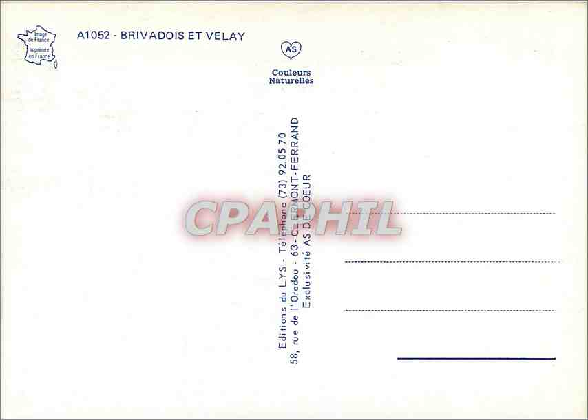 CPM Brivadois et Velay  — Verso