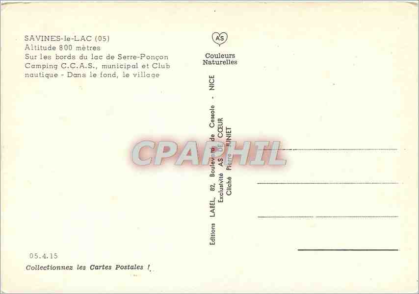 CPM Savines le Lac Sur les bords du lac Serre Poncon  — Rückseite
