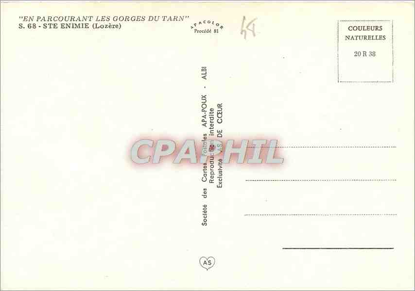 CPM En Parcourant les Gorges du Tarn Ste Enimie Lozere  — Rückseite